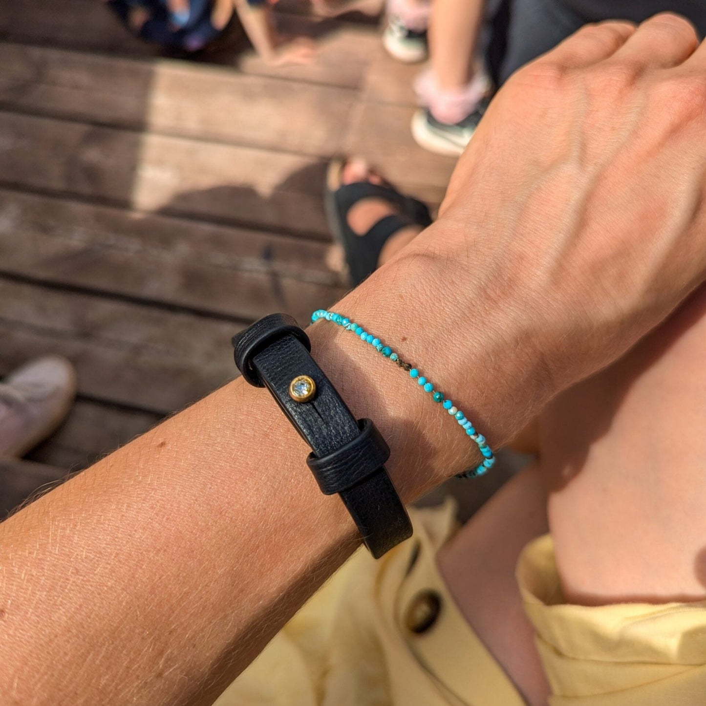 Leather Bracelet With a Brass Fastener in Black