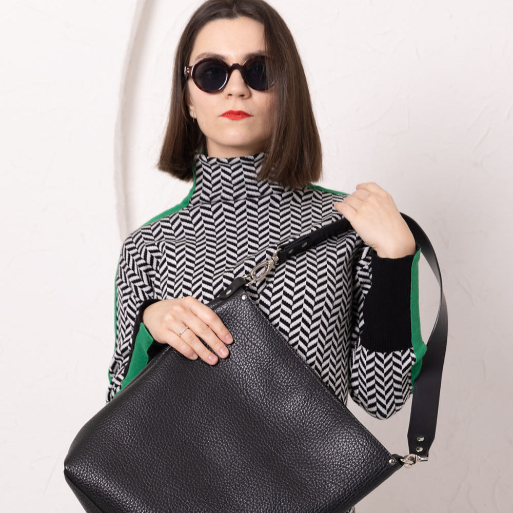 ADDISON Leather Tote - Black