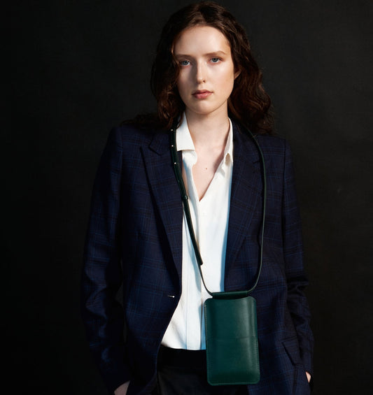 Leather Phone Bag - Forest Green