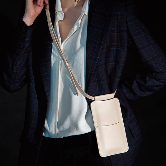 Leather Phone Bag - Beige
